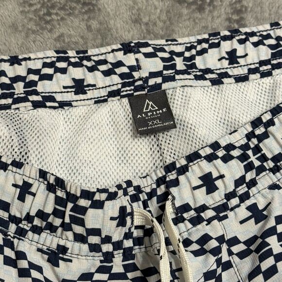 Alpine Men’s Swim Shorts White Geometric Pattern Western Size 2XL XXL - Picture 3 of 7